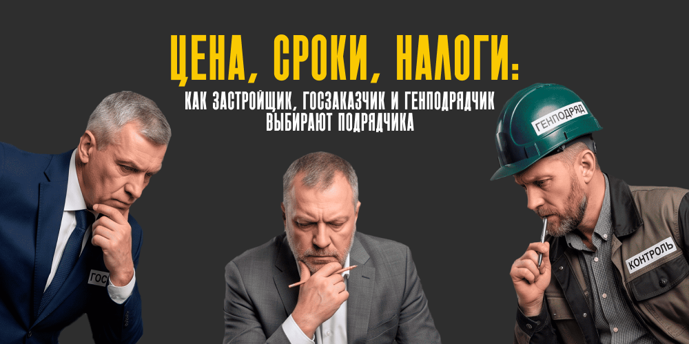 Цена, сроки, налоги: как застройщик, госзаказчик и генподрядчик выбирают подрядчика
